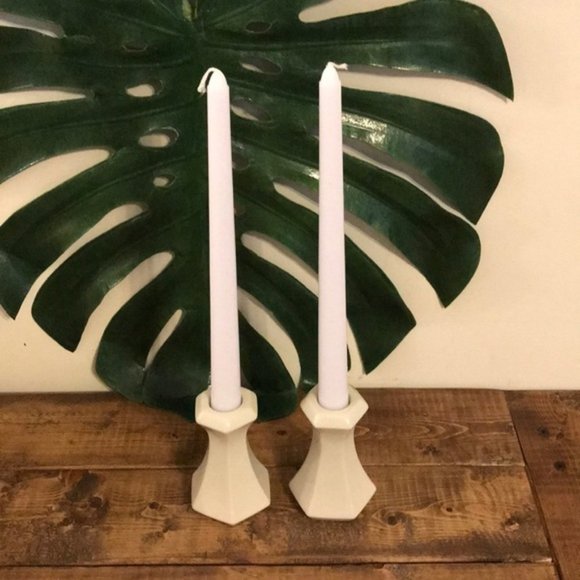 Vintage Porcelain Candlestick Holders Set of 2